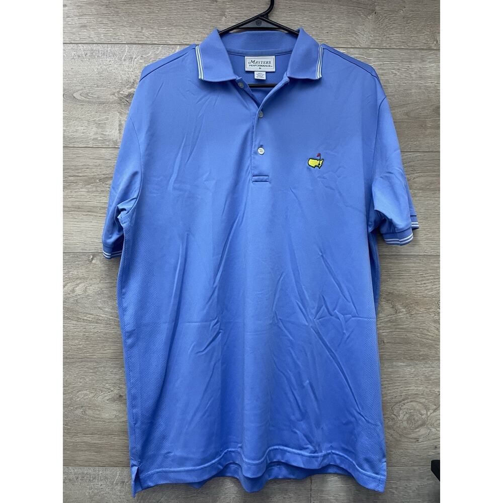 Masters Performance Polo Shirt Mens Medium Blue Golf Stretch Golfer